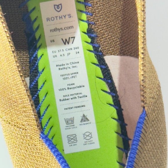 ROTHY'S Womens Pointed-Toe Flats Recycled Knit Bronze/Brown Blue Trim Size 7 - Picture 10 of 11